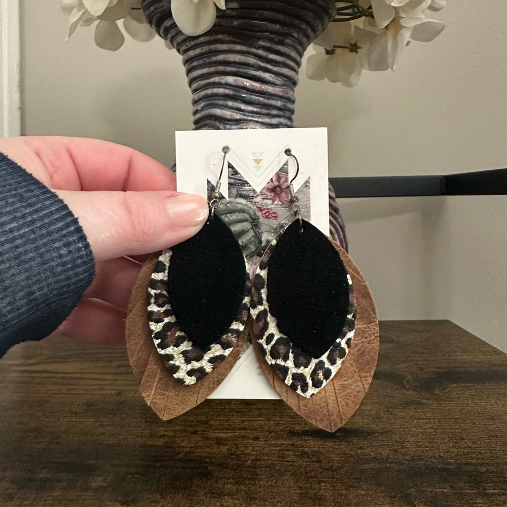 Handmade leather earrings